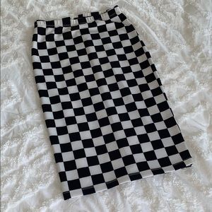CHECKER PRINT PENCIL SKIRT